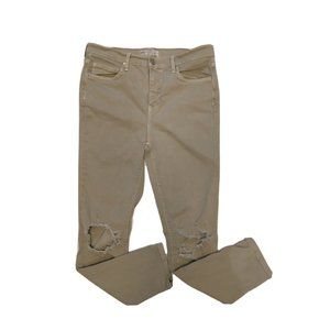 Free People High Waisted Busted Knee Tan Skinny Jeans Size 30 R